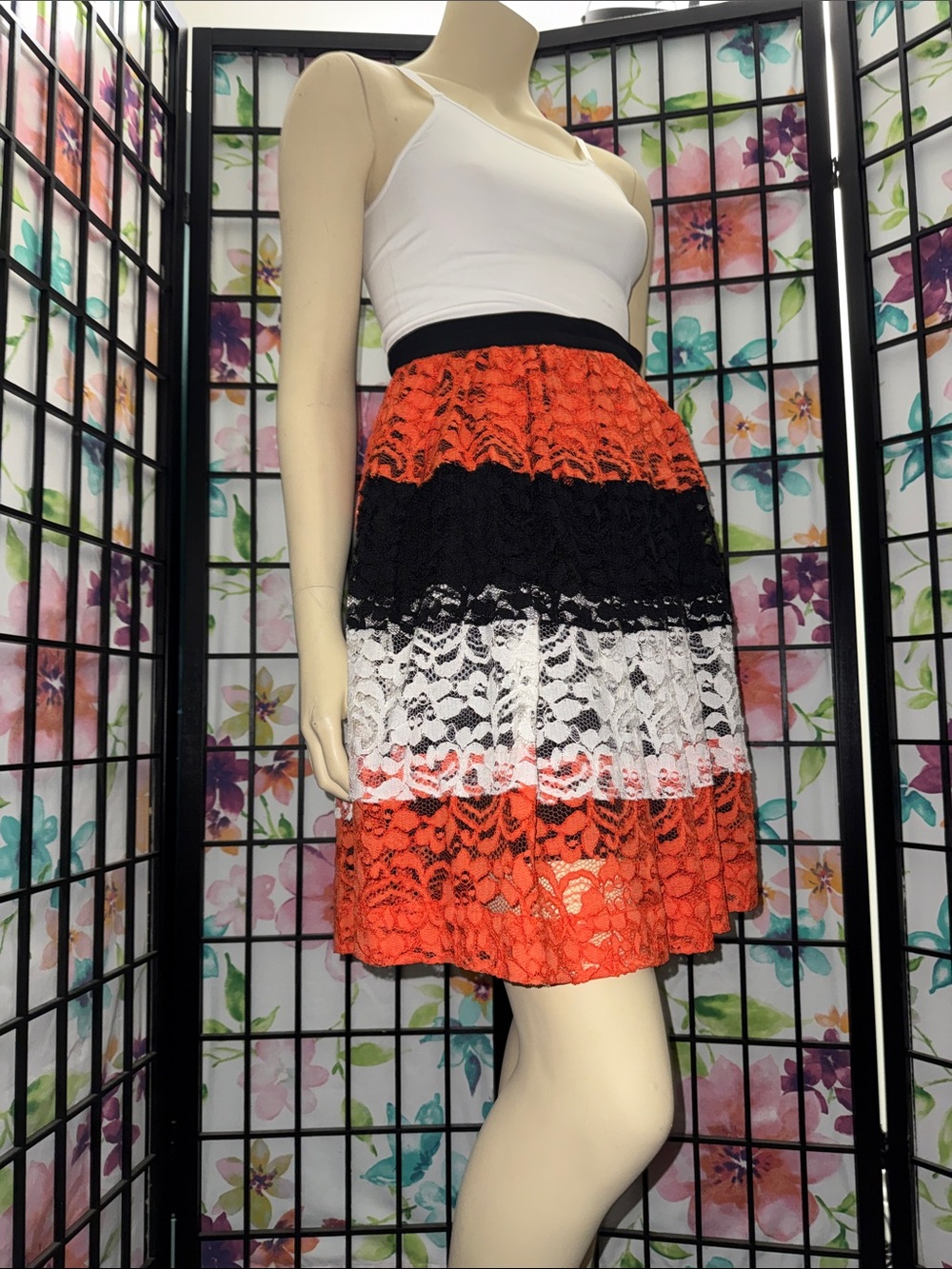 MSGM Tiered Lace Skirt